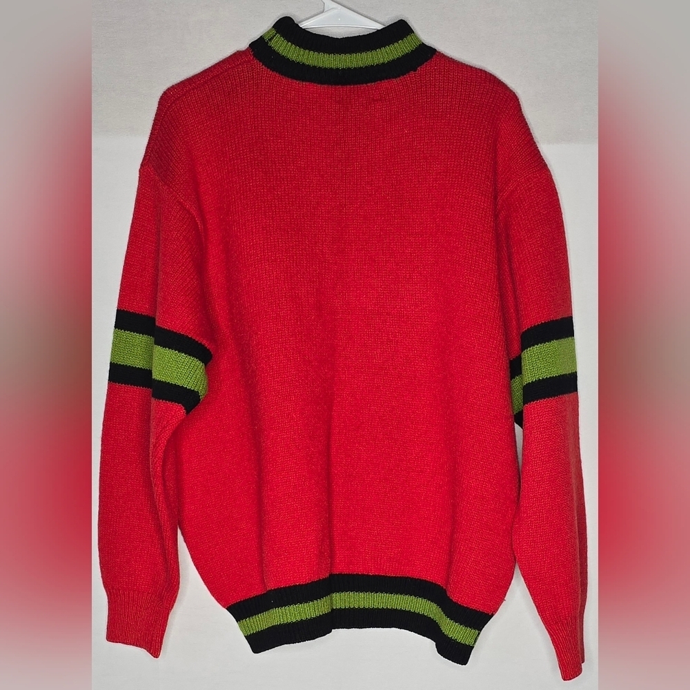 Vintage United Colors Of Benetton Mock Neck Embroidered Logo Knit Sweater Sz L - Picture 4 of 8